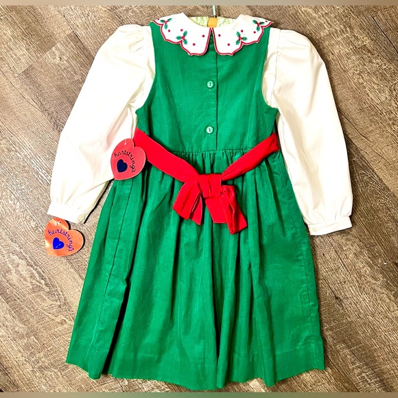 🎄Vintage Hartstrings Girls Christmas Dress Set Green Red White Size 6 NWT - Picture 13 of 16